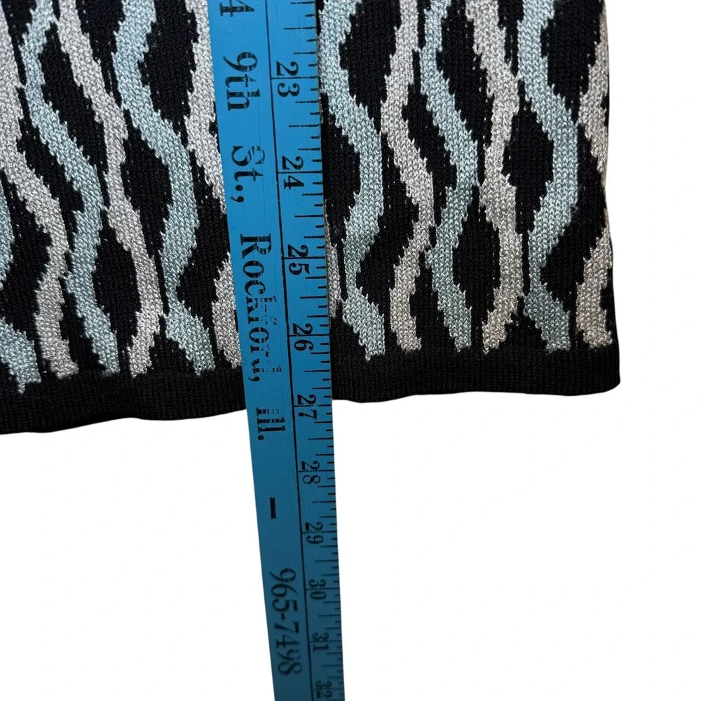 St John‎ Knit Cardigan Sweater Blue Black Geometric Old Money Vintage Size 6